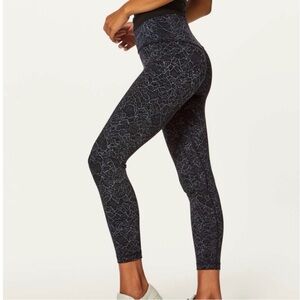 Lululemon Align Pant 25” Lacescape Dark Cast Black Leggings size 2